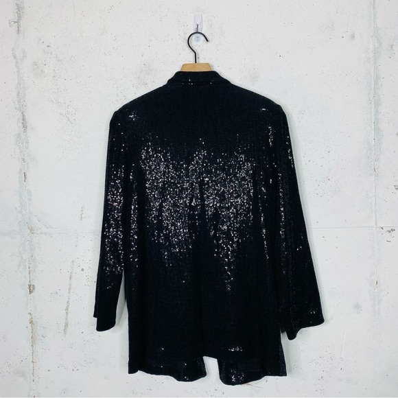 Giorgio’s Armani Sequin Metallic Black Oversize Blazer Jacket Size 44 - Picture 8 of 15